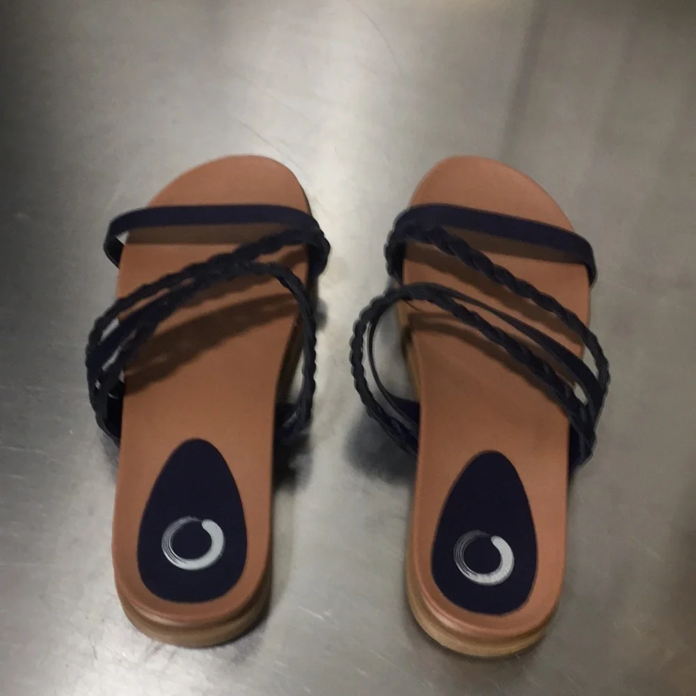 New WB Woman’s Journee Collection Women's Navy Braided Sandals